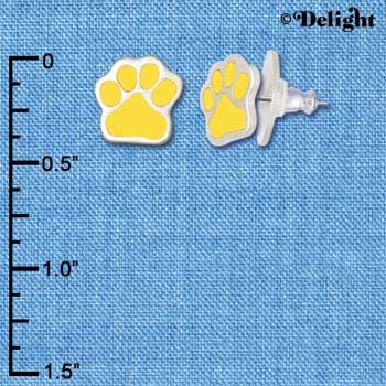 F1177 - Small Yellow Paw - Post Earrings (3 Pair per package)