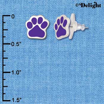 F1181 - Small Purple Paw - Post Earrings (3 Pair per package)