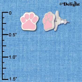 F1185 - Small Pink Paw - Post Earrings (3 Pair per package)