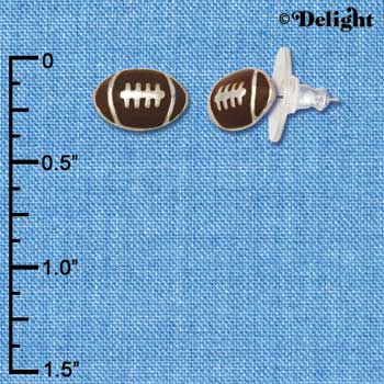 F1189 - Mini Enamel Football - Post Earrings (3 Pair per package)