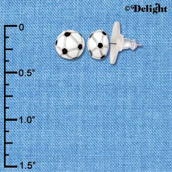 F1192 - Mini Enamel Soccerball - Post Earrings (3 Pair per package)