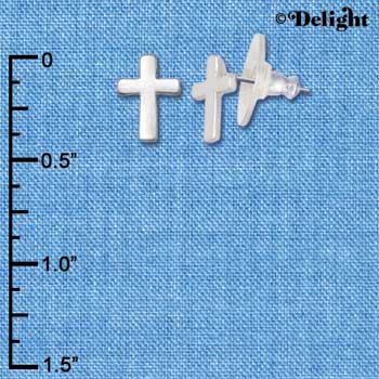 F1199 - Mini Silver Cross - Post Earrings (3 Pair per package)