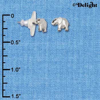 F1213 - Mini Silver Elephant - Post Earrings