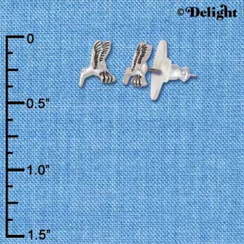 F1224 - Mini Silver Hummingbird - Post Earrings