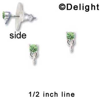 F1233 - Small 3.3mm Lime Green Peridot Swarovski Crystal with Loop - Post Earrings