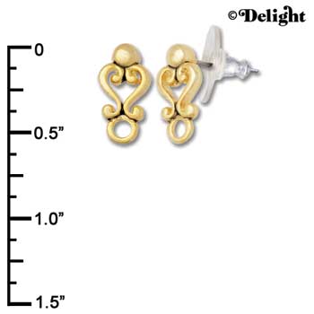 F1249 - Filigree Heart with Loop - Gold Plated Post Earrings