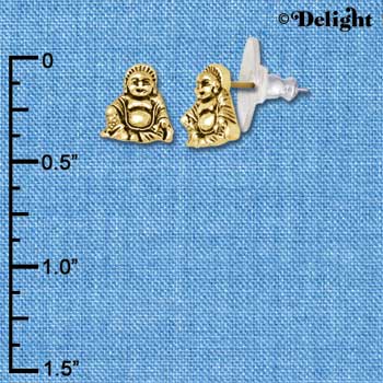 F1257 tlf - Mini Gold Buddha - Post Earrings (3 Pair per Package)