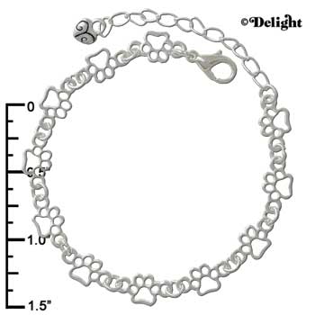 F1261 tlf - Mini Open Paw Silver Link Charm Bracelet (2 per package)