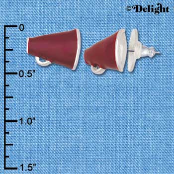 F1264 tlf - Mini Maroon Megaphone - Post Earrings (3 Pair per Package)