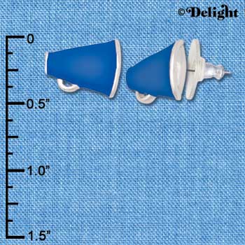 F1265 tlf - Mini Blue Megaphone - Post Earrings (3 Pair per Package)