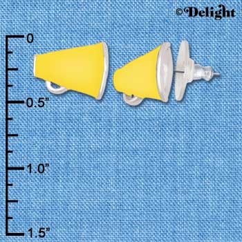 F1266 tlf - Mini Yellow Megaphone - Post Earrings (3 Pair per Package)