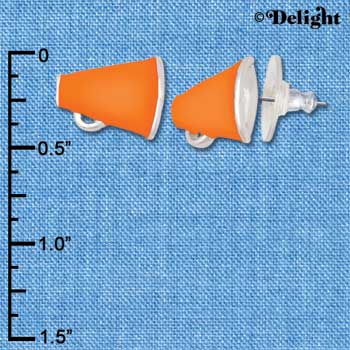 F1267 tlf - Mini Orange Megaphone - Post Earrings (3 Pair per Package)