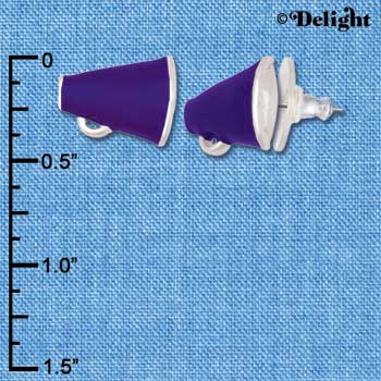 F1268 tlf - Mini Purple Megaphone - Post Earrings (3 Pair per Package)