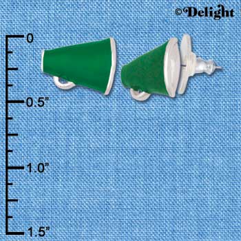 F1269 tlf - Mini Green Megaphone - Post Earrings (3 Pair per Package)