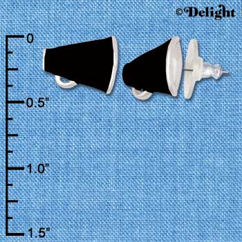 F1270 tlf - Mini Black Megaphone - Post Earrings (3 Pair per Package)