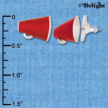 F1271 tlf - Mini Red Megaphone - Post Earrings (3 Pair per Package)
