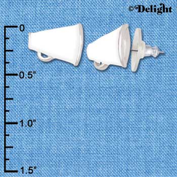 F1272 tlf - Mini White Megaphone - Post Earrings (3 Pair per Package)