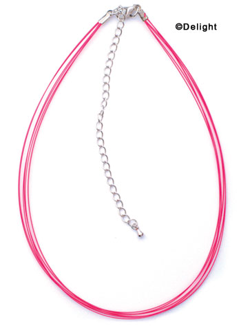 F1323 tlf - 6 Strand - Hot Pink Wire Necklace (15