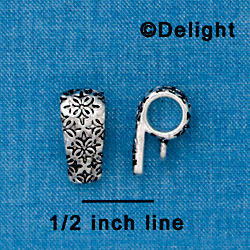 F1334 tlf - Antiqued Pattern - Silver Bail with Loop (6 per package)