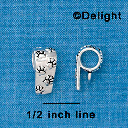 F1337 tlf - Antiqued Paw Prints Pattern - Silver Bail with Loop (6 per package)