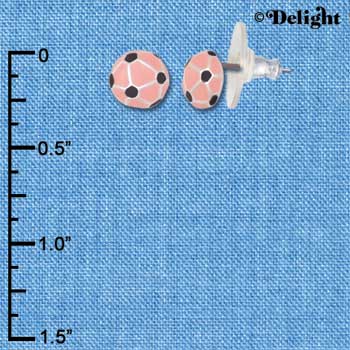 F1347 tlf - Mini Pink Soccerball - Silver Plated Post Earrings (3 Pair per package)