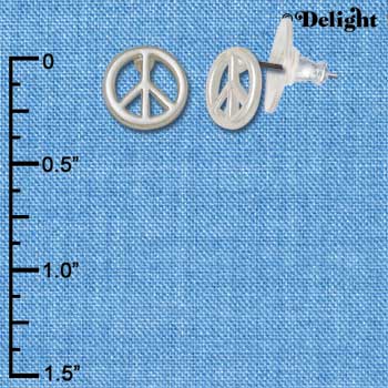 F1352 tlf - Mini Silver Peace Sign - Silver Plated Post Earrings (3 Pair per package)