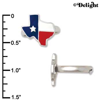 F1380 tlf - Red, White & Blue Texas - Adjustable - Im. Rhodium Ring (6 per package)