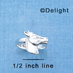 F1381 tlf - Silver Horse Head - Adjustable - Im. Rhodium Ring (6 per package)