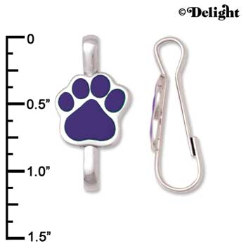 F1385 tlf - Purple Paw - Im. Rhodium Plated Lanyard Clip (6 per package)