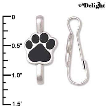 F1386 tlf - Black Paw - Im. Rhodium Plated Lanyard Clip (6 per package)