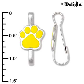 F1388 tlf - Yellow Paw - Im. Rhodium Plated Lanyard Clip (6 per package)