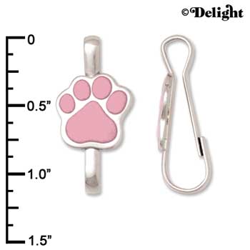F1393 tlf - Pink Paw - Im. Rhodium Plated Lanyard Clip (6 per package)