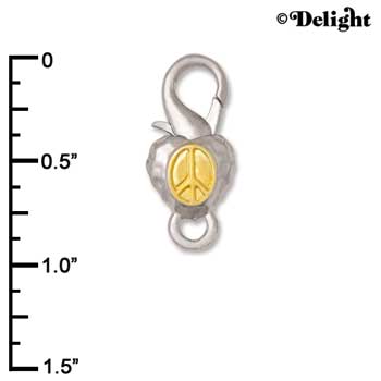 F1405 tlf - Two Tone Peace in Heart - Im. Rhodium and Gold Plated Large Lobster Claw Clasp (6 per package)