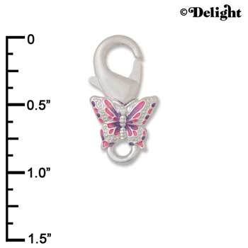 F1412 tlf - Hot Pink Butterfly - Silver Plated Large Lobster Claw Clasp (6 per package)