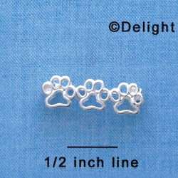 F1416 tlf - 3 Mini Open Paw - Silver Plated Charm Pin (2 per package)