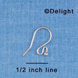 F1434 tlf - 25mm French Hook Ear wire with 2.75mm Ball - 20g - Silver Plated Copper Earrings (10 Pair per package)