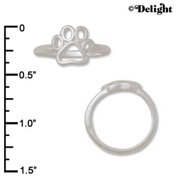 F1445 tlf - Open Paw - Size 7 - Silver Plated Ring (6 per package)