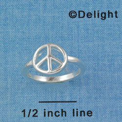 F1446 tlf - Open Peace Sign - Size 7 - Silver Plated Ring (6 per package)