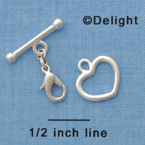 F1450 ctlf - Heart and Bar Toggle Clasp with Lobster Claw - Bracelet Converter  (6 sets per package)