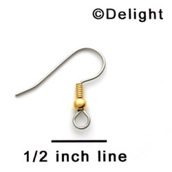 G1032 tlf - Surgical Steel French Hook Earwire with Yellow Ball and Wrapped Wire (144 per package)