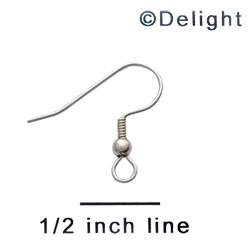 G1033 tlf - Surgical Steel French Hook Earwire with Ball with Wrapped Wire (144 per package)