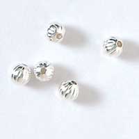 B5487 - 3mm Silver-Plated Brass Corrugated Beads (100 beads in a package)