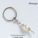F5509 - Keychain with Glass Bead - Pearl (6 per package)