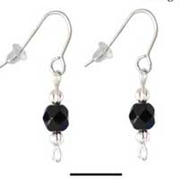 C2249 - Beaded Earrings - Black (3 pairs per package)