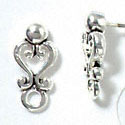 F1001 - Filigree Heart Post Earrings - Silver plated Finding (3 pairs per package)
