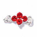 F1004 - Four Red (Light Siam) Swarovski Crystal Connector - Silver plated Finding (6 per package)