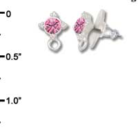 F1014 - 5mm Hot Pink (Rose) Swarovski Crystal Post Earrings - Silver plated Finding (3 pairs per package)