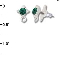 F1016 - 5mm Emerald Green Swarovski Crystal Post Earrings - Silver plated Finding (3 pairs per package)