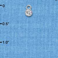 F1022 - 5mm Clear Swarovski Crystal Charm - Silver plated Charm (6 per package)
