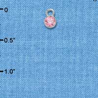 F1023 - 5mm Pink (Light Rose) Swarovski Crystal Charm - Silver plated Charm (6 per package)